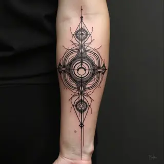 Intricate Geometric Forearm Tattoo Design