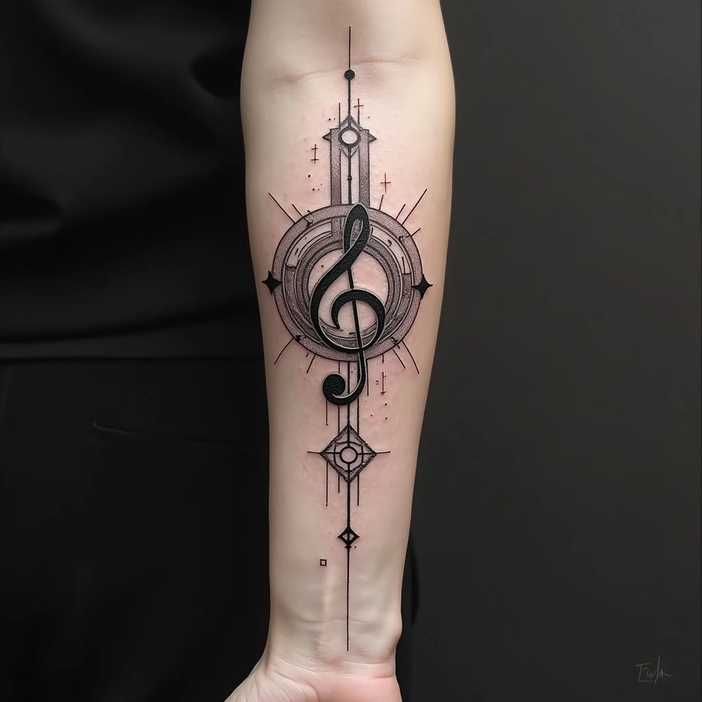 Celestial Geometry: A Forearm Tattoo Exploration