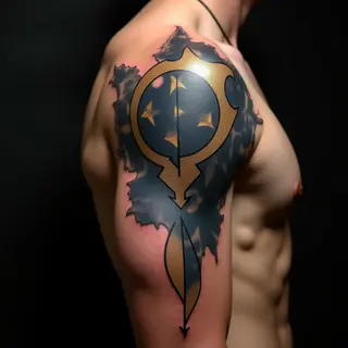 Bold New School Geometric Bicep Tattoos for Men