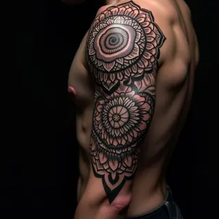 Minimalist White Mandala Half Sleeve Tattoos for Men