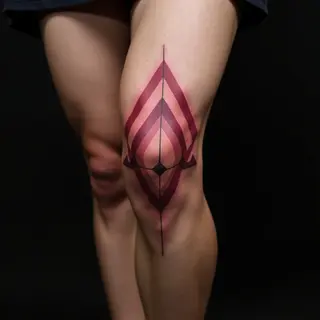 Pink Geometric Knee Tattoo Designs for Guys