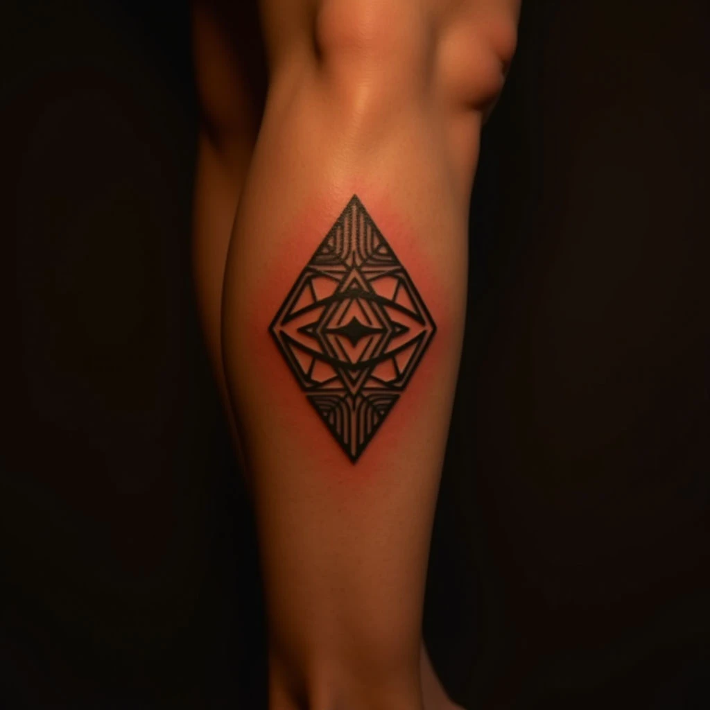Small Geometric Tattoo Shop Design Ideas (Red & Orange)