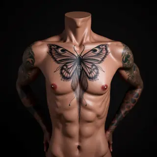 Delicate Blue Trash Polka Sternum Tattoo for Women