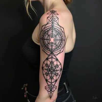 Intricate Geometric Sleeve Tattoo Design