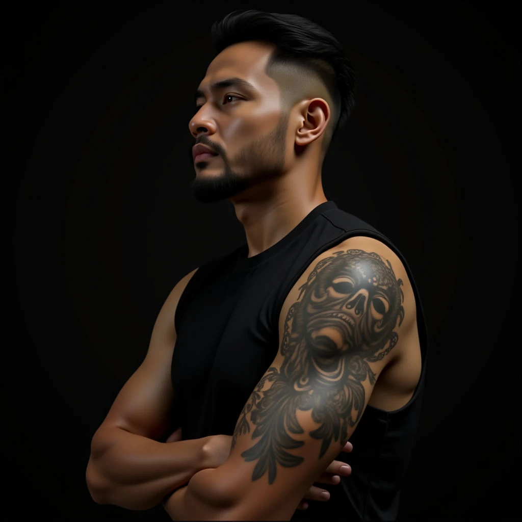 Bold Face Tattoos for Men: XXL Geometric Designs