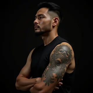 Bold Face Tattoos for Men: XXL Geometric Designs
