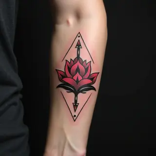 Pink Traditional Geometric Ankle Tattoo Ideas & Inspiration