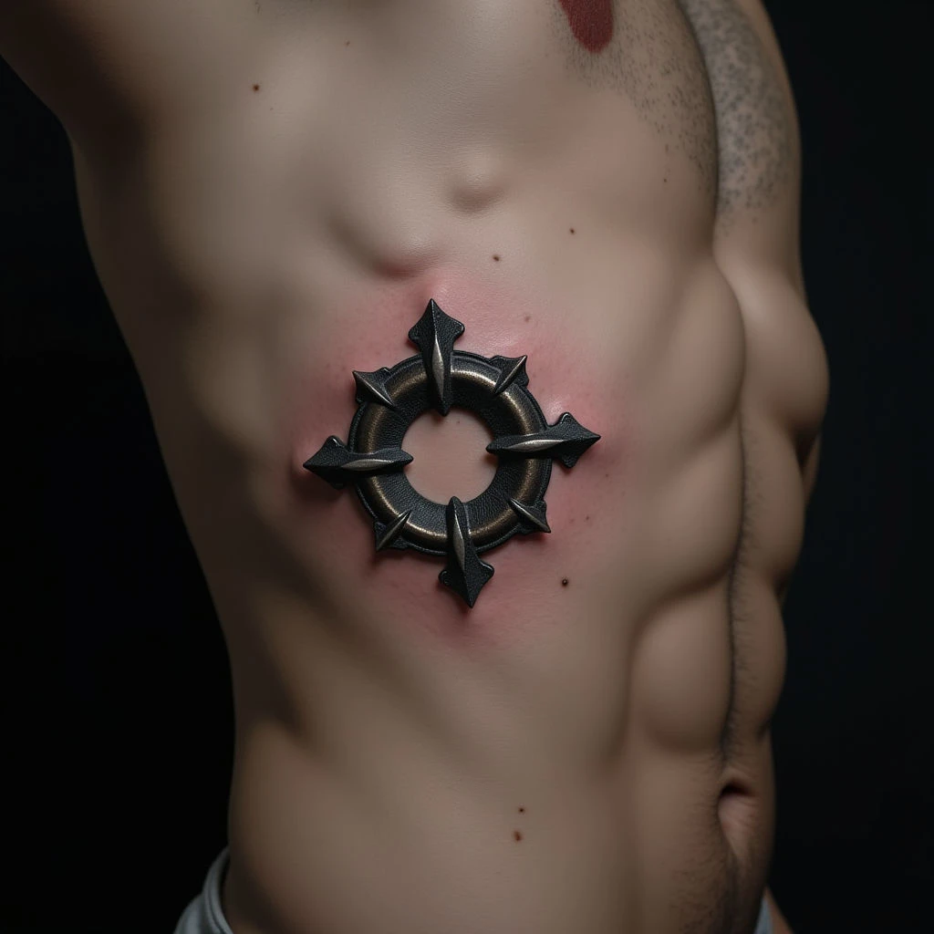 Subtle Rib Cage Ring Tattoos for Men: Geometric Traditional Designs