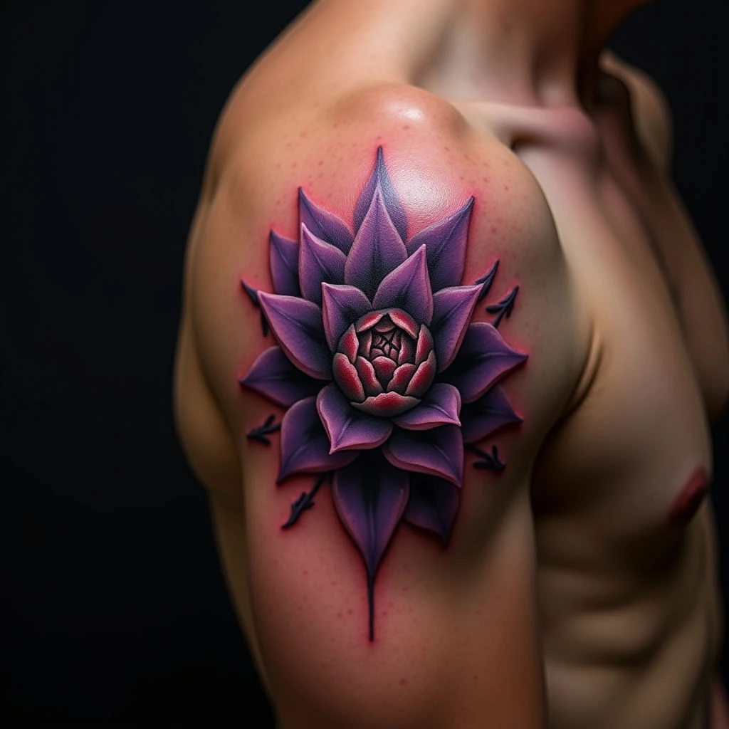 Small Geometric Trash Polka Tattoos for Men: Violet Ink Inspiration