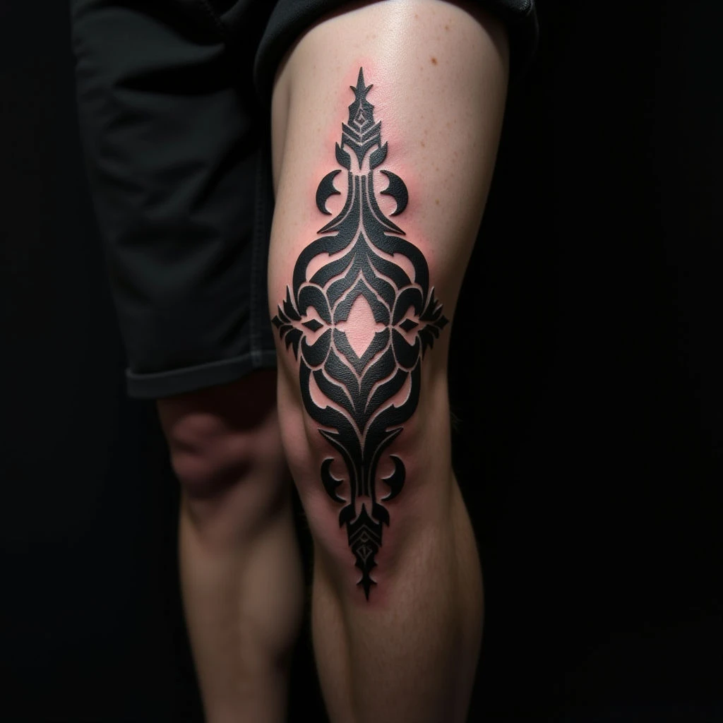 Bold Geometric Tribal Knee Tattoos for Men - Inspiring Designs
