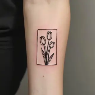 Geometric Tulip Tattoo: A Study in Line and Form