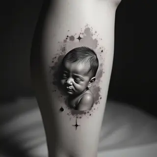 Watercolor Baby Footprint Tattoo Ideas for Leg