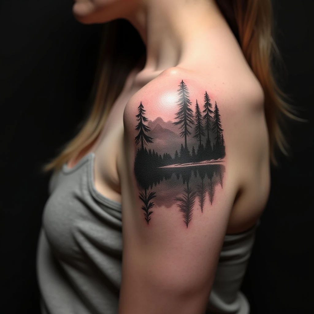 Geometric Water Tattoos for Your Shoulder: Black & Grey Inspiration