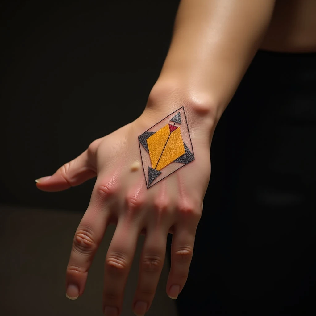 Bold Yellow Geometric Wrist Tattoos: XL Designs & Inspiration