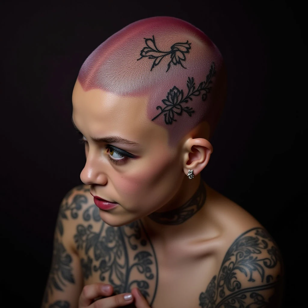 Tiny Gothic Head Tattoos: Pink & Petite Designs