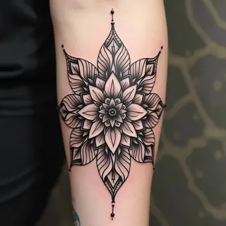 Intricate Mandala and Floral Fusion Tattoo Design
