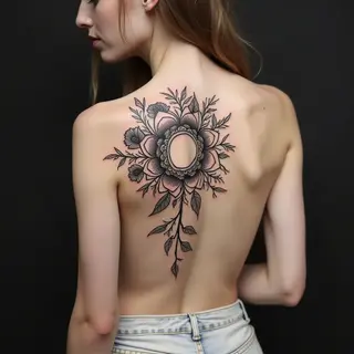Intricate Floral Mandala Outline Tattoo Design