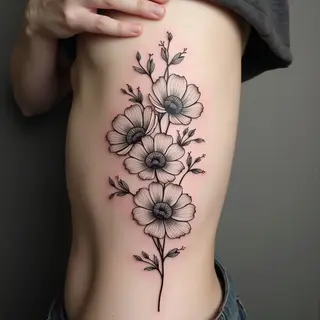 Elegant Floral Half Sleeve Outline Tattoo Design