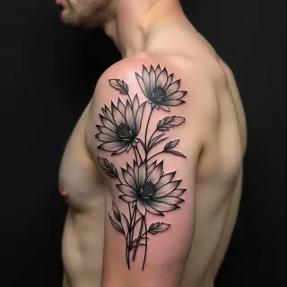 Illustrative Floral Half Sleeve Tattoo Design
