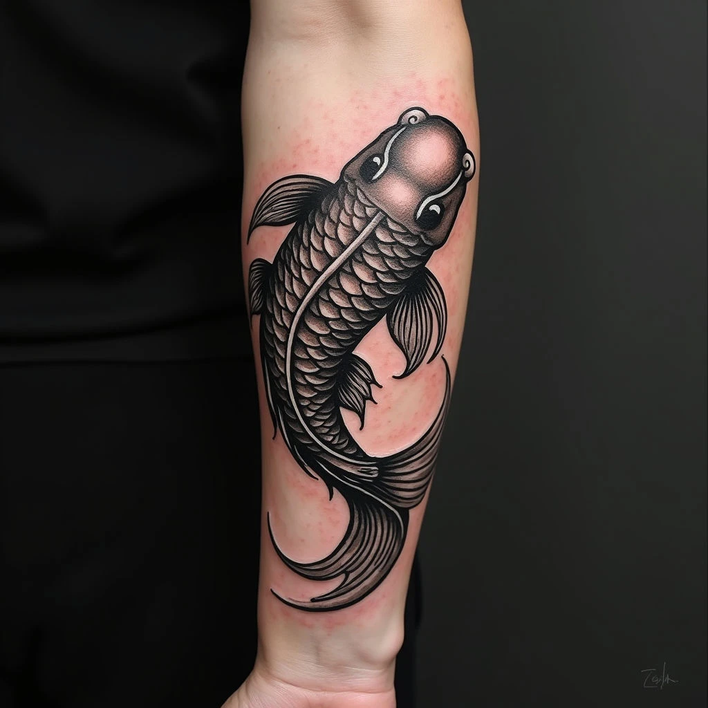 Intricate Japanese Koi Fish Half Sleeve Tattoo