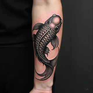 Intricate Japanese Koi Fish Half Sleeve Tattoo