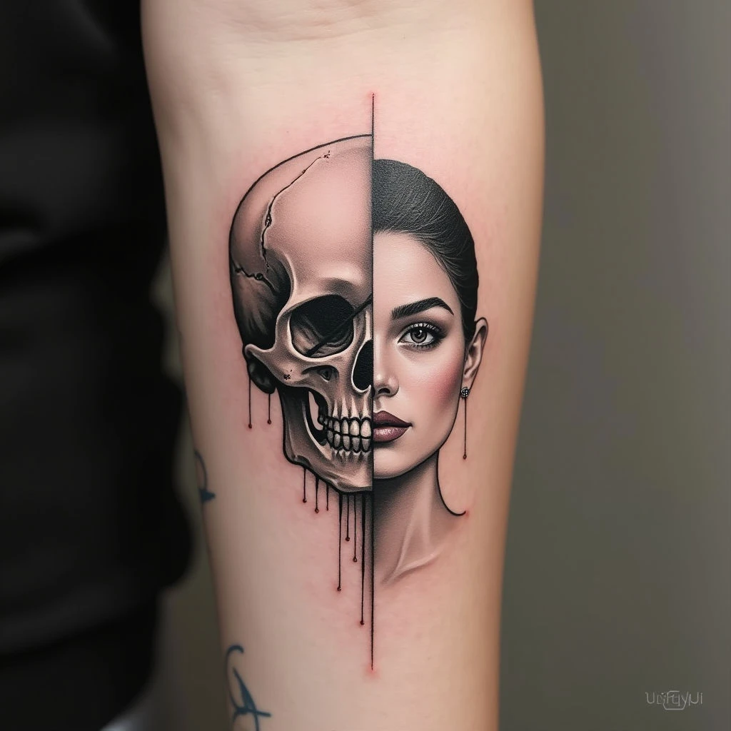 Half Woman, Half Skull Tattoo: Meaning & Design Inspiration