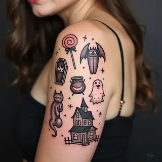 Halloween Flash Sheet Tattoo Designs