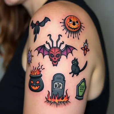 Spooky Halloween Flash Tattoo Designs