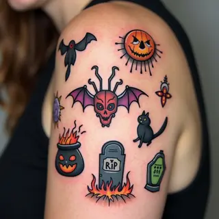 Spooky Halloween Flash Tattoo Designs