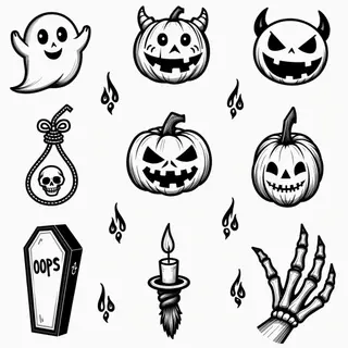Spooky Halloween Flash Tattoo Designs