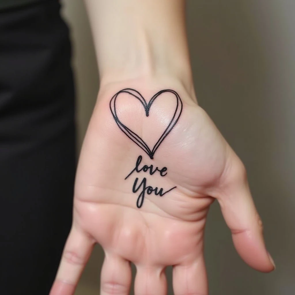 Minimalist Hand Tattoo: Love & Heart Design