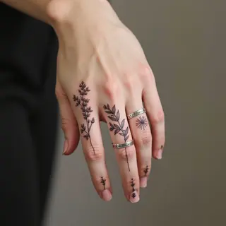 Delicate Floral Hand Tattoo Design