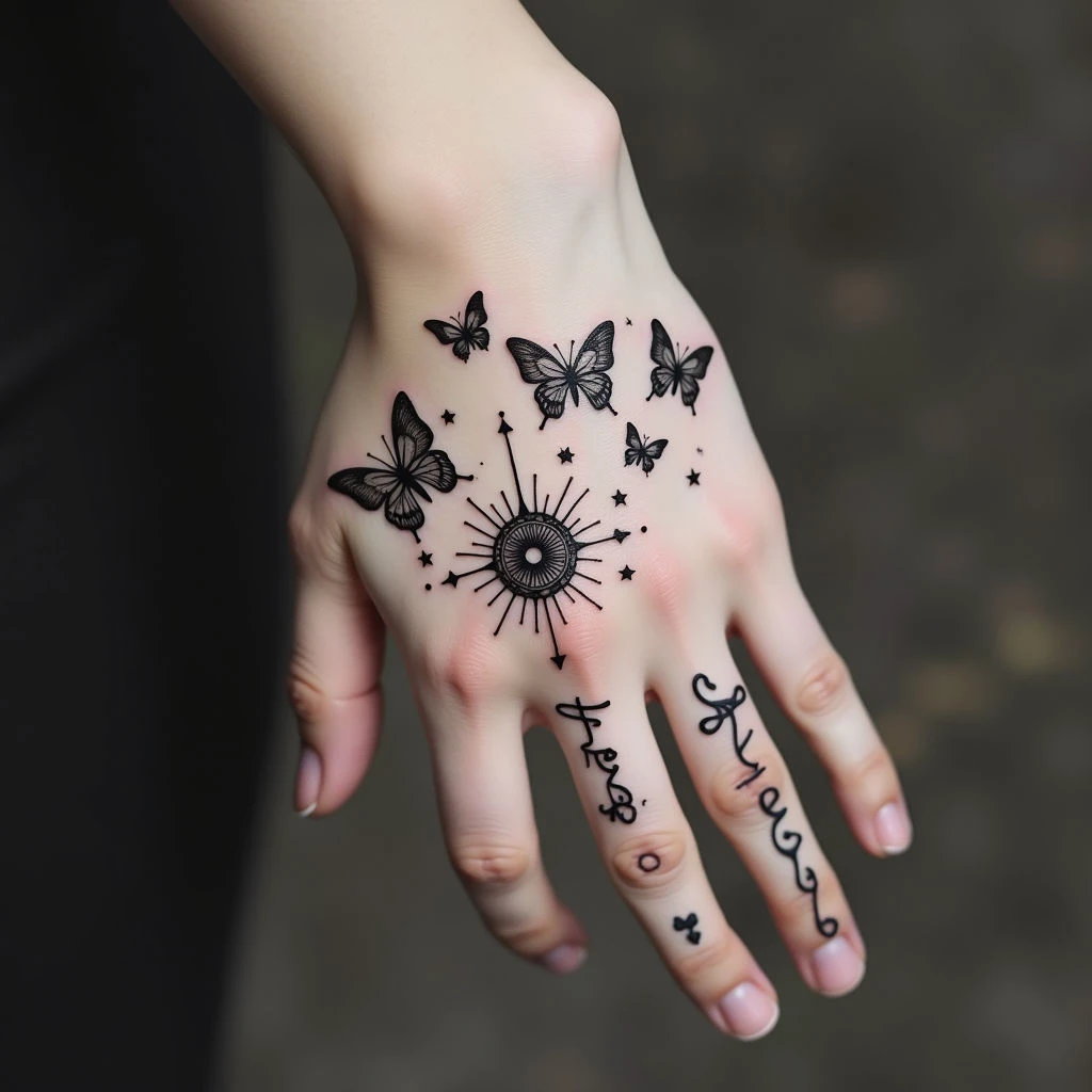 Symbolic Hand Tattoo Design