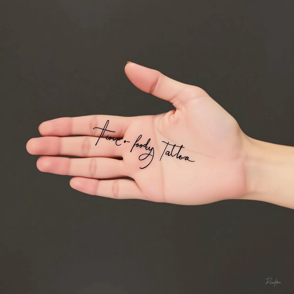 Minimalist Script and Celestial Hand Tattoo