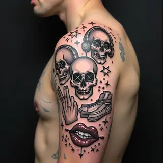Dynamic Hip Hop Graffiti Flash Tattoo Collection