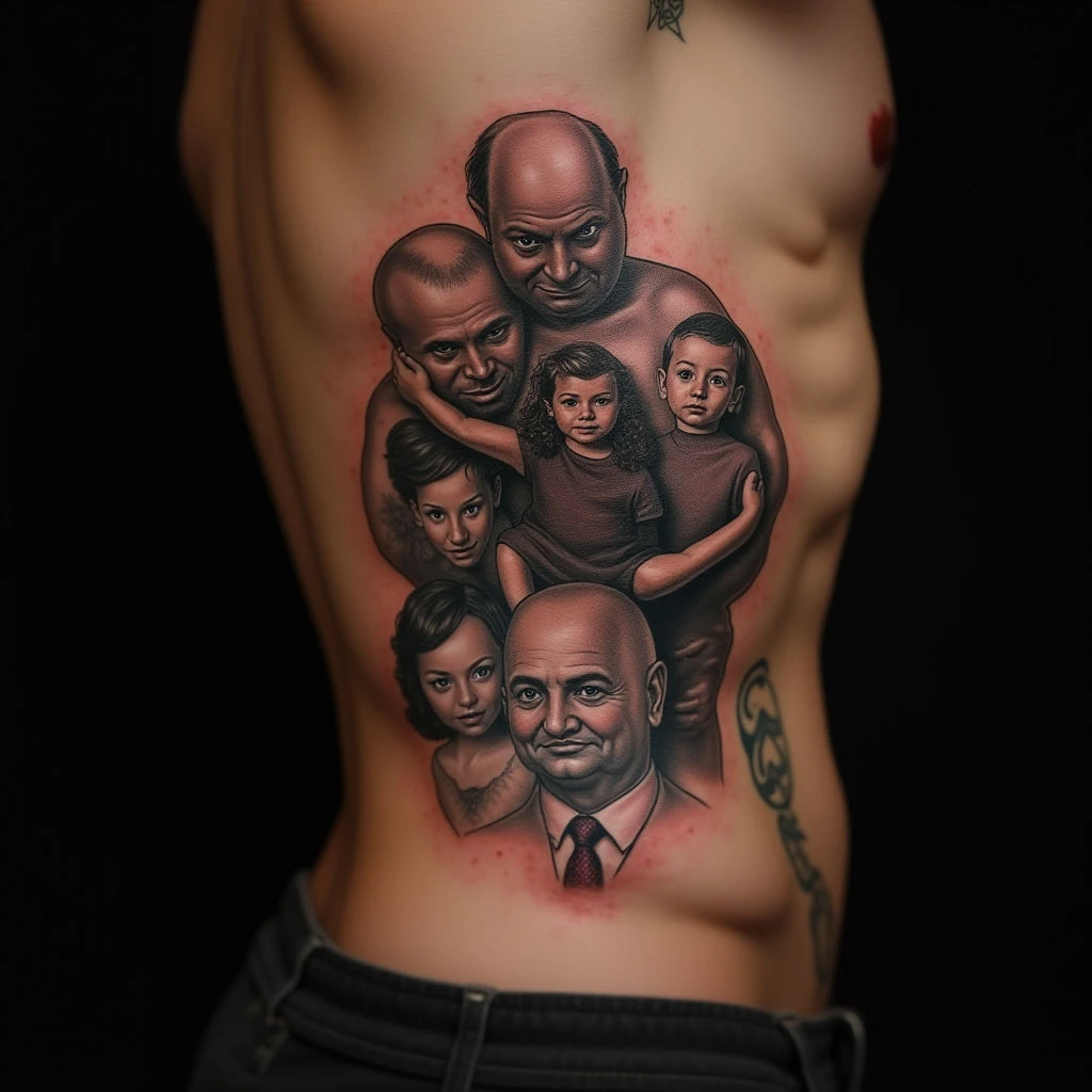 Family of 5 Tattoo Ideas: Illustrative Ribcage Designs