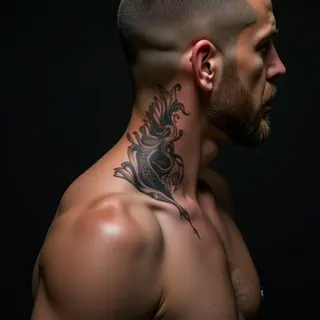Unique Illustrative Son Tattoo Ideas Behind the Ear in Silver