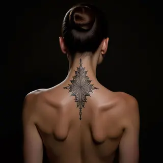 Silver Mehndi Abstract Tattoo for Girls - Neck Design