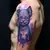 Loyal Companions: Japanese Irezumi Dog Tattoos in Blue & Purple