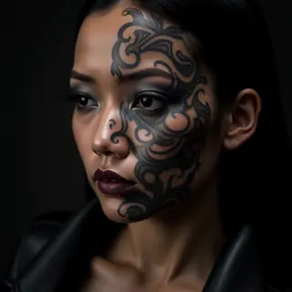 Dark Gothic Japanese Face Tattoos: Small & Striking Designs