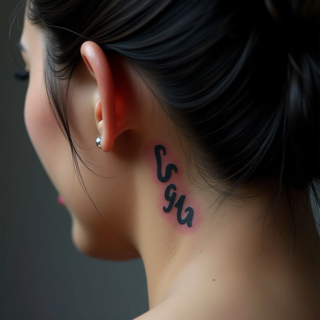 Behind-Ear Irezumi Lettering Tattoos: XL Size Inspiration