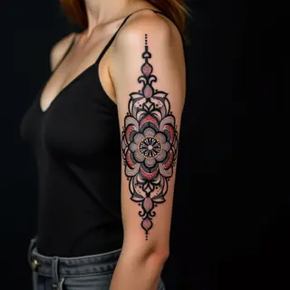 Delicate Mehndi Mandala Tattoo Designs for Girls' Arms
