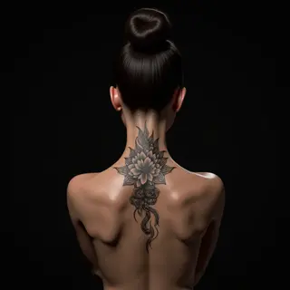 Small Tribal Irezumi Neck Tattoos in Violet