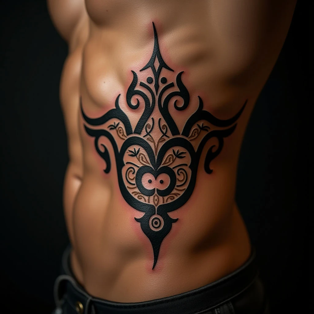Golden Maori Tribal Tattoo Design for Ribcage - Meaning & Inspiration