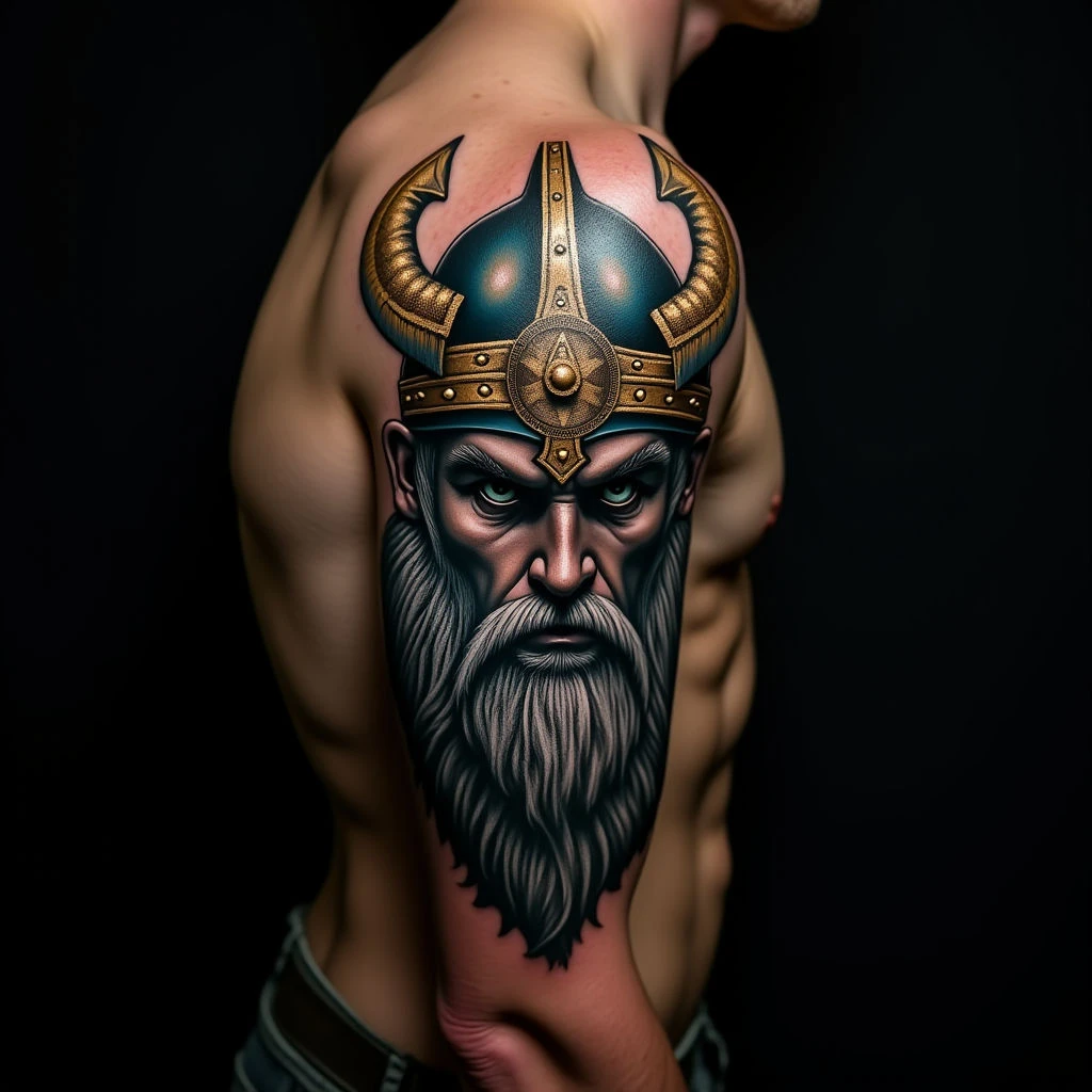 Viking Warrior Tattoo: A Neo-Traditional Irezumi Symbol