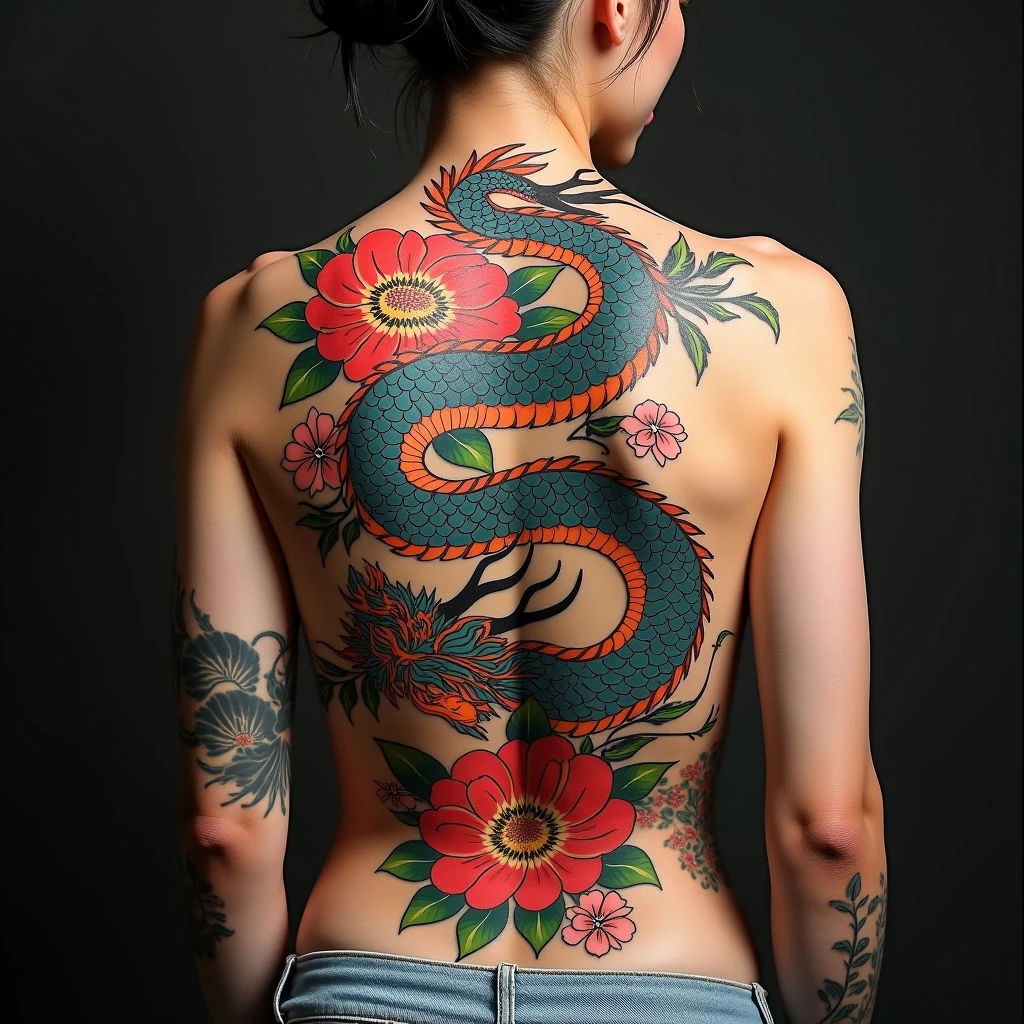 Majestic Japanese Dragon Backpiece: A Symphony of Tradition