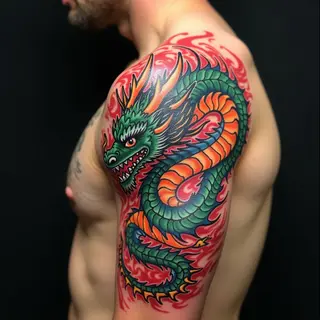 Majestic Japanese Dragon Sleeve Tattoo