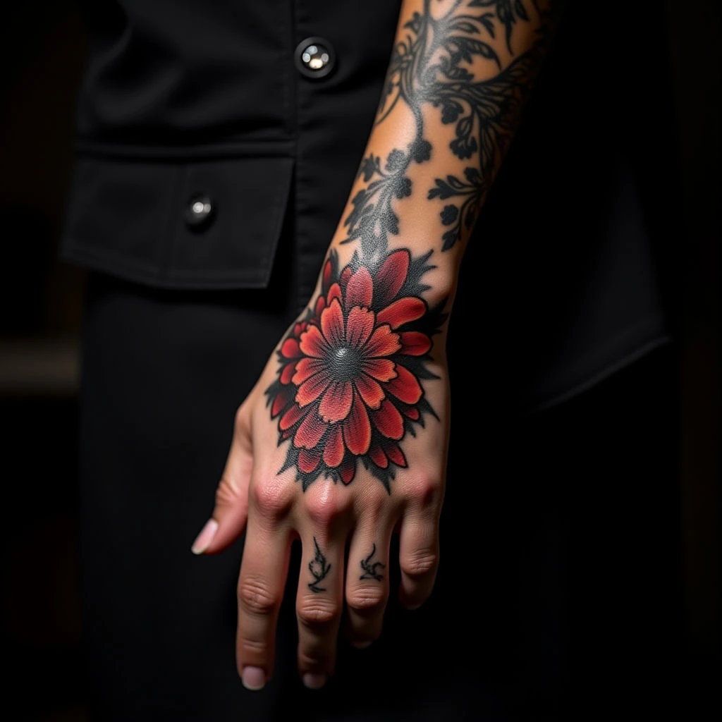 Elegant Japanese Hand Tattoo Cover-Up for Women