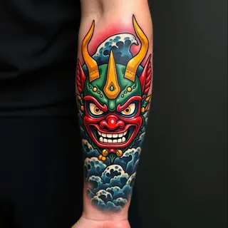 Guardian Oni Mask: A Japanese Irezumi Masterpiece