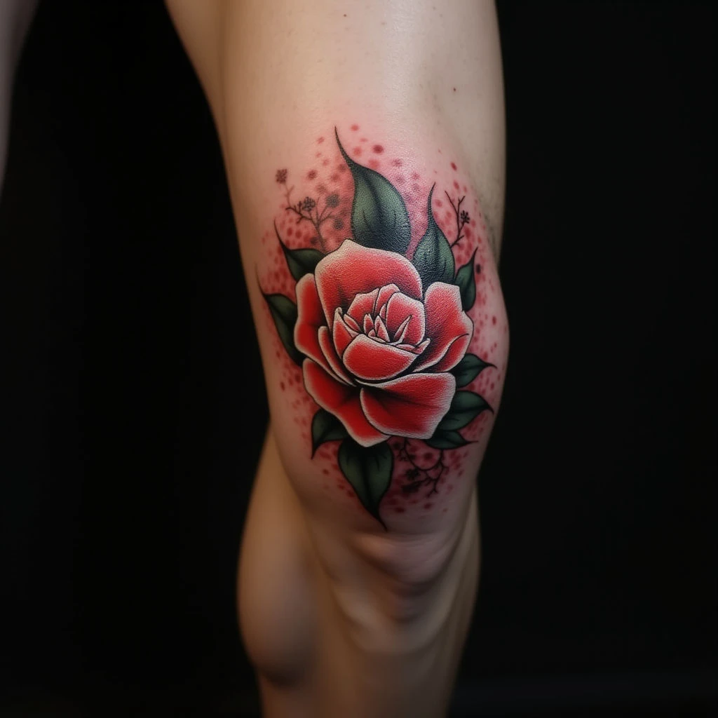 Red Japanese Knee Cover-Up Tattoos for Men